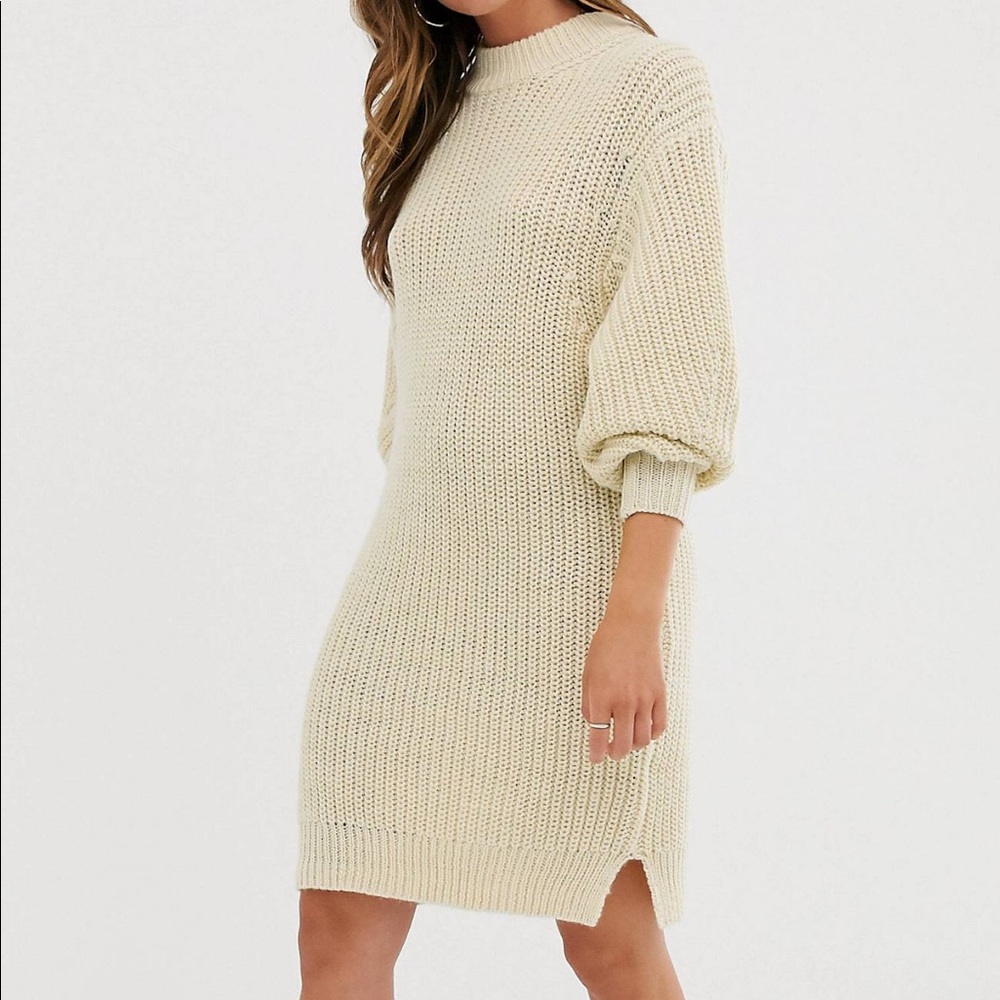 ASOS Knitted rib mini dress with chunky crew neck